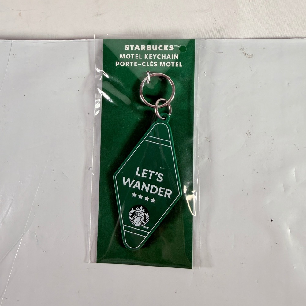 Starbucks Motel Keychain New Let's Wander Green Retro Siren Logo Fob